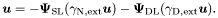 \[ \boldsymbol u = -\boldsymbol \Psi_{\mathrm{SL}}(\gamma_{\mathrm{N,ext}}\boldsymbol u) - \boldsymbol \Psi_{\mathrm{DL}}(\gamma_{\mathrm{D,ext}}\boldsymbol u). \]