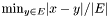 $\min_{y \in E} \lvert x - y \rvert / \lvert E\rvert$